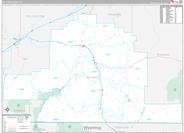 Big Horn County, MT Wall Map